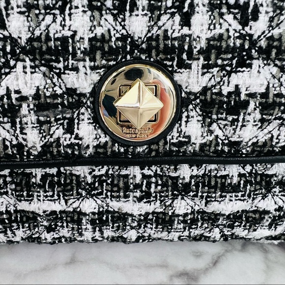 ❗️Sold ❗️Kate Spade Natalia Tweed Medium Flap Chain Shoulder Bag Crossbody - Picture 2 of 12